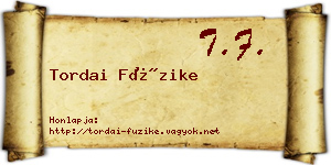 Tordai Füzike névjegykártya